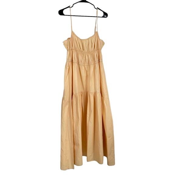 Vince NWT Ruched Tie-Back Camisole Dress Size XL Peach Scoop Neck Elastic Waist - Picture 6 of 11